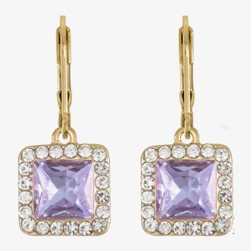 Monet Jewelry Womens Pink Glass Square Drop Earrings