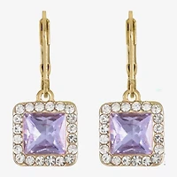 Monet Jewelry Womens Pink Glass Square Drop Earrings