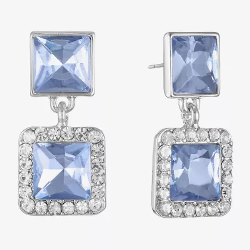 Monet Jewelry Double Womens Pink Glass Square Hypoallergenic Drop Earrings
