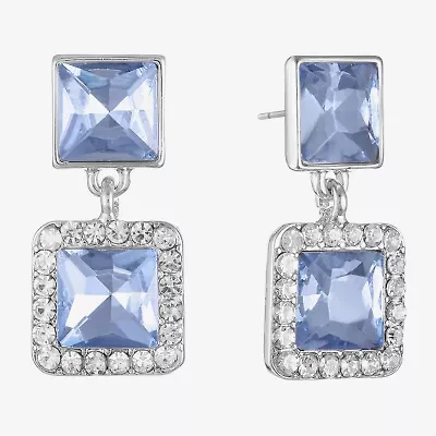 Monet Jewelry Double Womens Pink Glass Square Hypoallergenic Drop Earrings