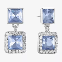 Monet Jewelry Double Womens Pink Glass Square Hypoallergenic Drop Earrings