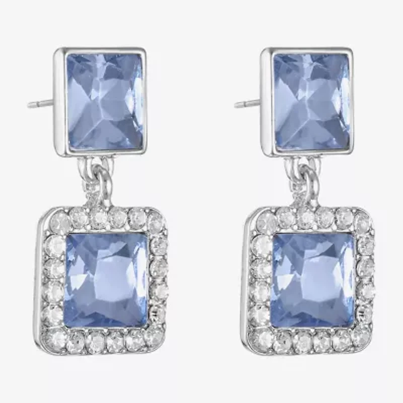Monet Jewelry Double Womens Pink Glass Square Hypoallergenic Drop Earrings