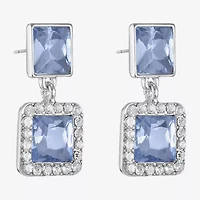 Monet Jewelry Double Womens Pink Glass Square Hypoallergenic Drop Earrings