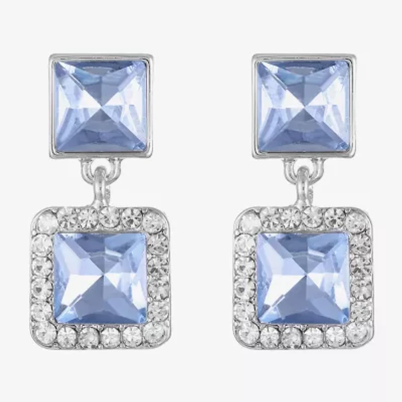 Monet Jewelry Double Womens Pink Glass Square Hypoallergenic Drop Earrings