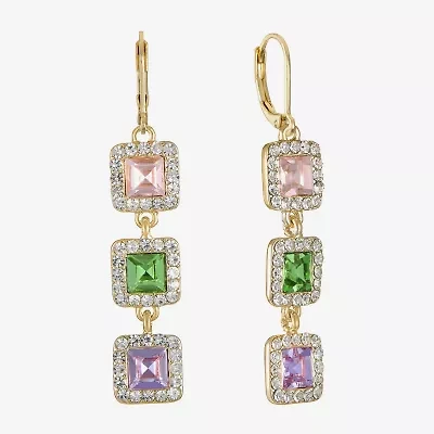 Monet Jewelry Womens Multi Color Glass Square Drop Earrings