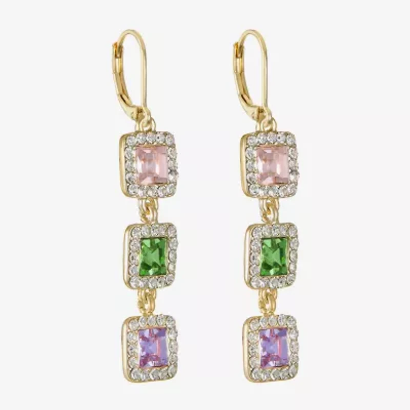 Monet Jewelry Womens Multi Color Glass Square Drop Earrings