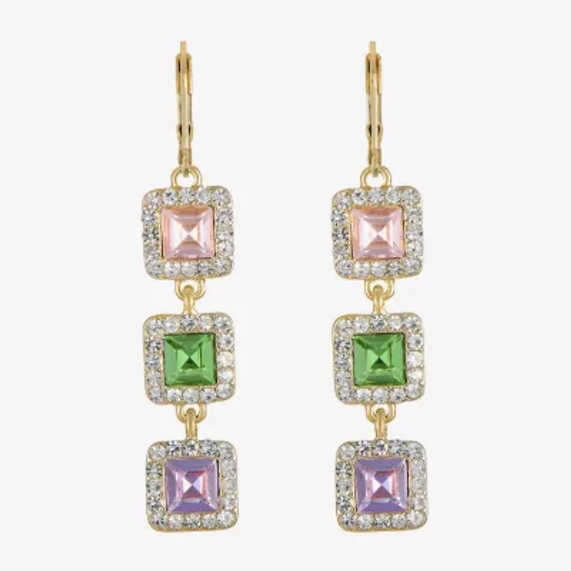 Monet Jewelry Womens Multi Color Glass Square Drop Earrings