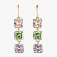Monet Jewelry Womens Multi Color Glass Square Drop Earrings