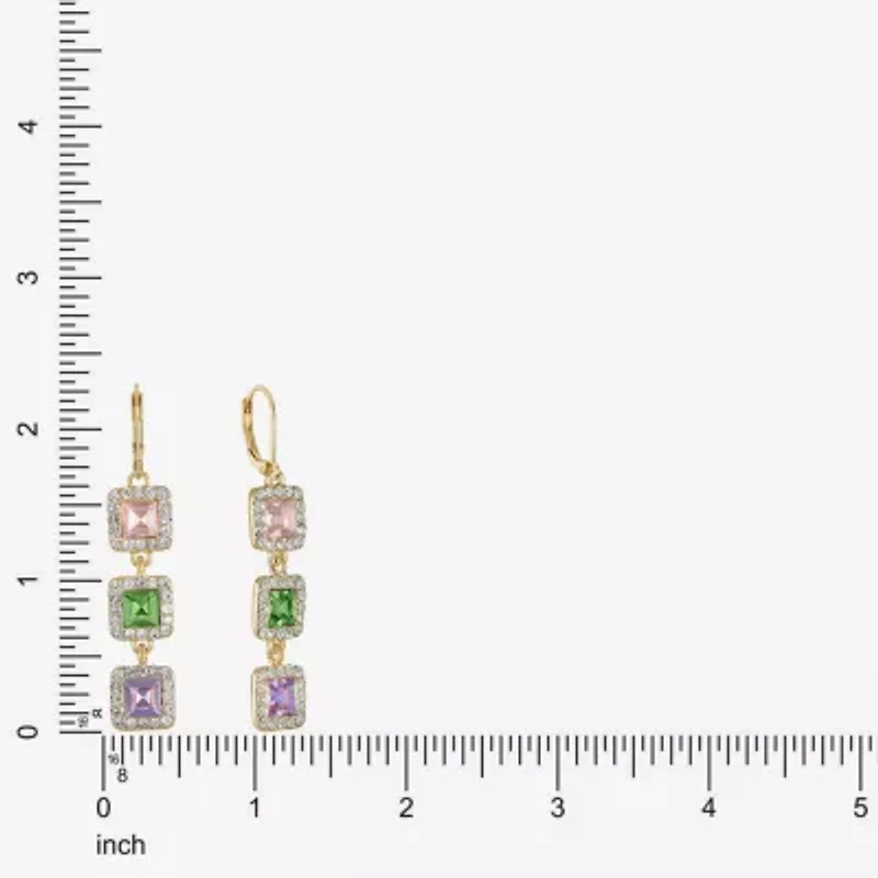 Monet Jewelry Womens Multi Color Glass Square Drop Earrings