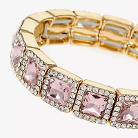 Monet Jewelry Womens Pink Glass Square Stretch Bracelet