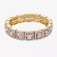 Monet Jewelry Womens Pink Glass Square Stretch Bracelet