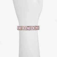 Monet Jewelry Womens Pink Glass Square Stretch Bracelet