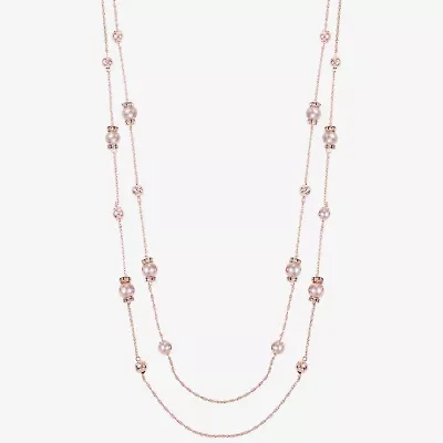Monet Jewelry Rose Gold Layered Womens Glass 38 Inch Strand Necklace
