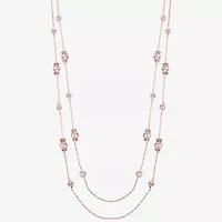 Monet Jewelry Rose Gold Layered Womens Glass 38 Inch Strand Necklace