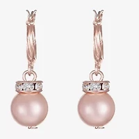 Monet Jewelry Rose Gold Womens Glass Simulated Pearl Round Hypoallergenic Drop Earrings
