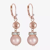 Monet Jewelry Rose Gold Womens Glass Simulated Pearl Round Drop Earrings