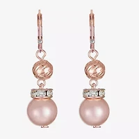 Monet Jewelry Rose Gold Womens Glass Simulated Pearl Round Drop Earrings