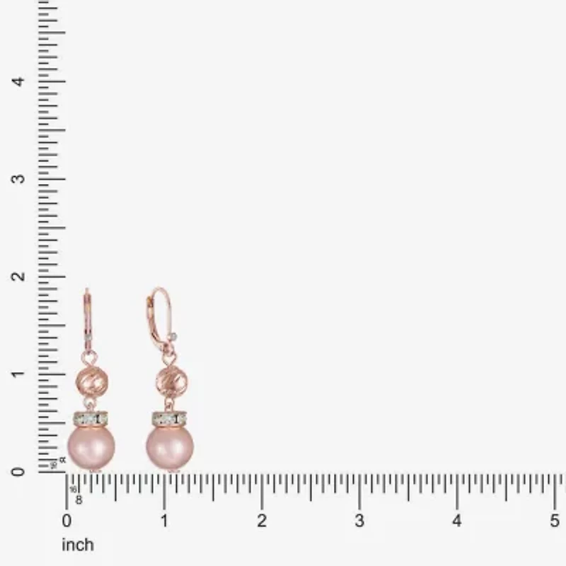 Monet Jewelry Rose Gold Womens Glass Simulated Pearl Round Drop Earrings