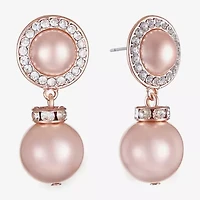 Monet Jewelry Rose Gold Womens Glass Simulated Pearl Round Hypoallergenic Drop Earrings