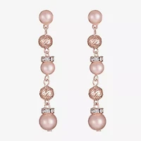 Monet Jewelry Rose Gold Linear Womens Glass Simulated Pearl Round Hypoallergenic Drop Earrings