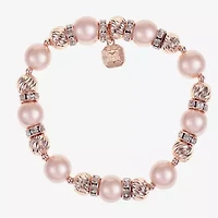 Monet Jewelry Rose Gold Womens Glass Simulated Pearl Round Stretch Bracelet