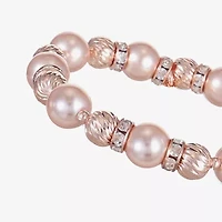 Monet Jewelry Rose Gold Womens Glass Simulated Pearl Round Stretch Bracelet
