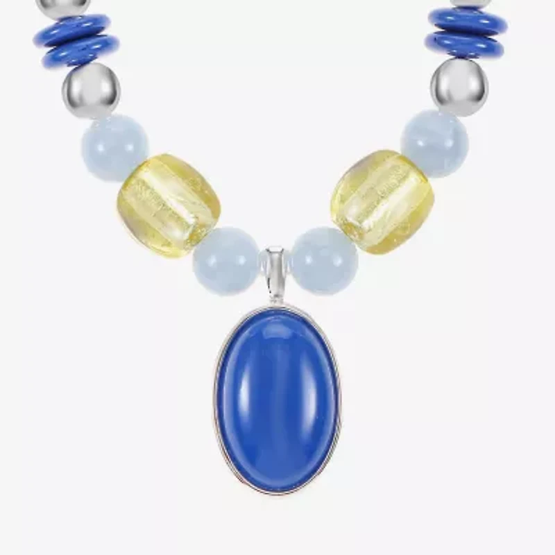 Liz Claiborne Womens Blue 18 Inch Pendant Necklace