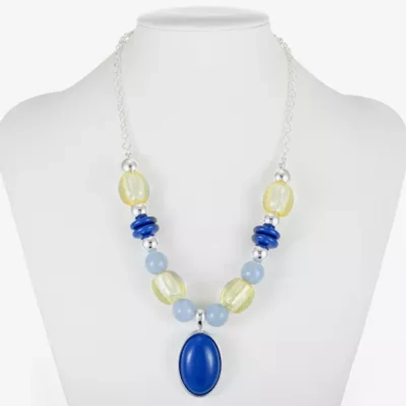 Liz Claiborne Womens Blue 18 Inch Pendant Necklace