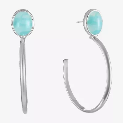 Liz Claiborne Womens Blue 46mm Hypoallergenic Hoop Earrings
