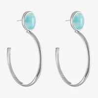 Liz Claiborne Womens Blue 46mm Hypoallergenic Hoop Earrings