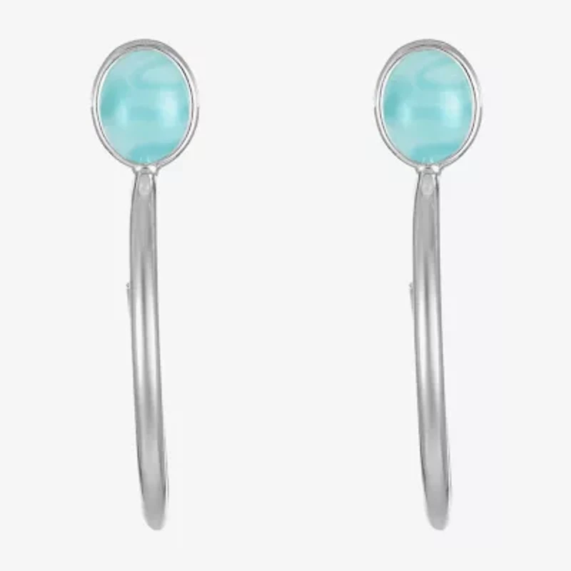 Liz Claiborne Womens Blue 46mm Hypoallergenic Hoop Earrings