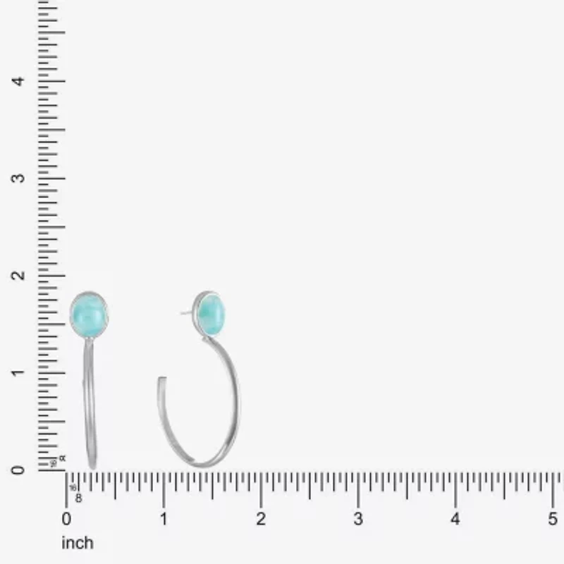 Liz Claiborne Womens Blue 46mm Hypoallergenic Hoop Earrings