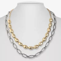 Liz Claiborne Two Tone Layered Womens 17 Inch Strand Necklace