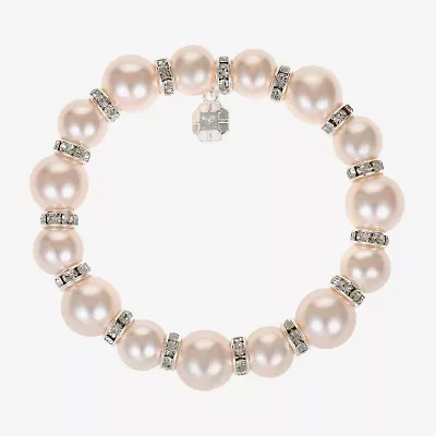Monet Jewelry Timeless Womens Glass Simulated Pearl Round Stretch Bracelet