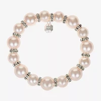 Monet Jewelry Timeless Womens Glass Simulated Pearl Round Stretch Bracelet