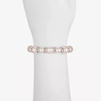 Monet Jewelry Timeless Womens Glass Simulated Pearl Round Stretch Bracelet