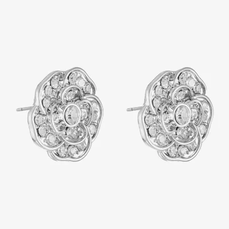 Monet Jewelry Timeless Rose Glass 15mm Flower Stud Earrings