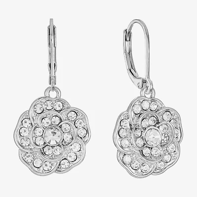 Monet Jewelry Timeless Rose Womens Glass Flower Drop Earrings