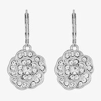Monet Jewelry Timeless Rose Womens Glass Flower Drop Earrings