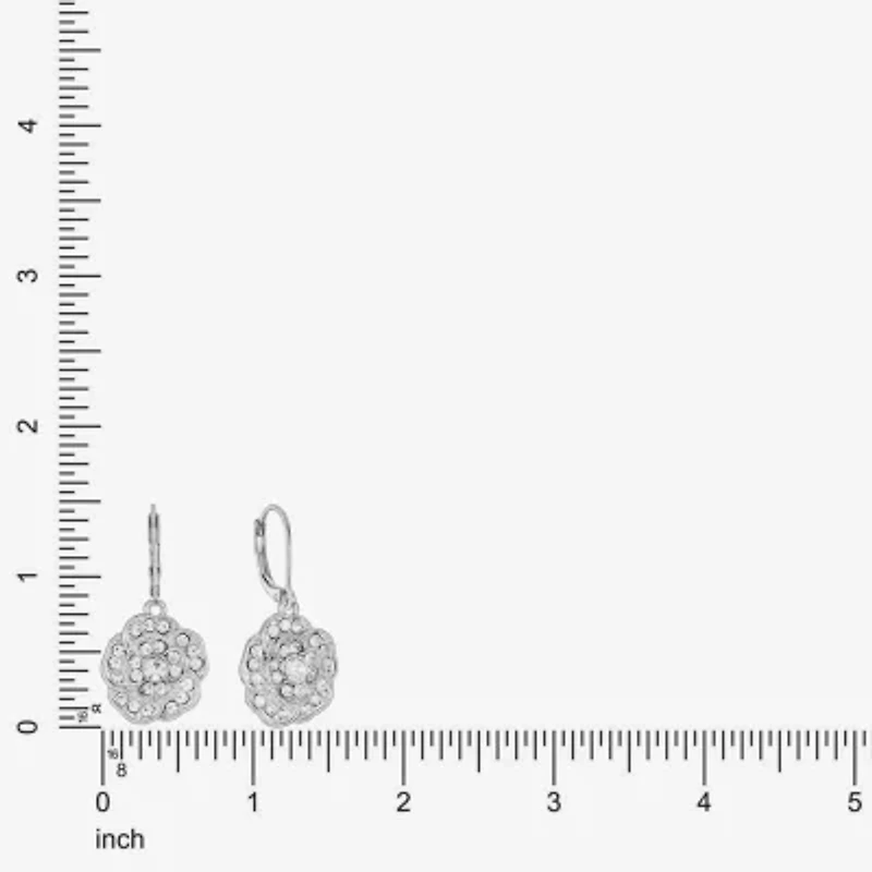 Monet Jewelry Timeless Rose Womens Glass Flower Drop Earrings