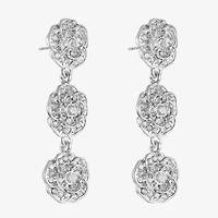 Monet Jewelry Timeless Rose Linear Womens Glass Flower Hypoallergenic Drop Earrings