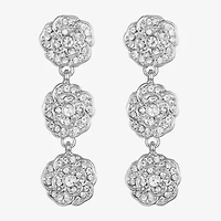 Monet Jewelry Timeless Rose Linear Womens Glass Flower Hypoallergenic Drop Earrings