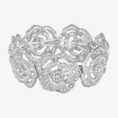 Monet Jewelry Timeless Rose Womens Glass Flower Stretch Bracelet