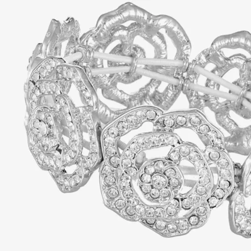 Monet Jewelry Timeless Rose Womens Glass Flower Stretch Bracelet