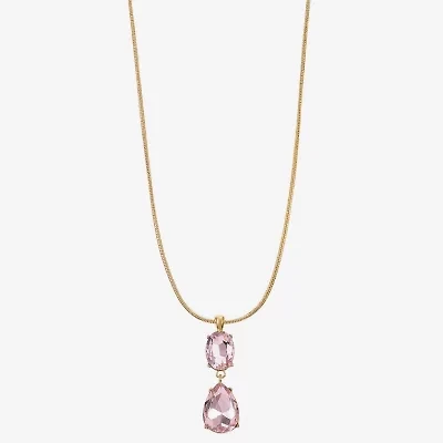 Monet Jewelry Womens Glass Oval 17 Inch Pendant Necklace