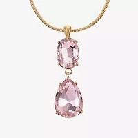 Monet Jewelry Womens Glass Oval 17 Inch Pendant Necklace