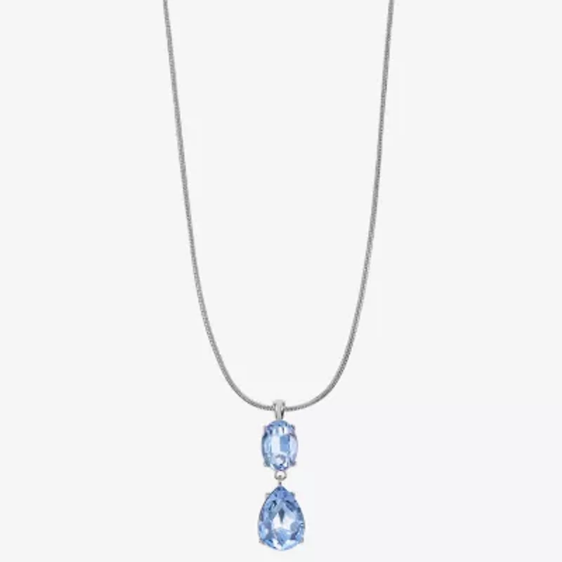 Monet Jewelry Womens Glass Oval 17 Inch Pendant Necklace