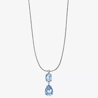 Monet Jewelry Womens Glass Oval 17 Inch Pendant Necklace
