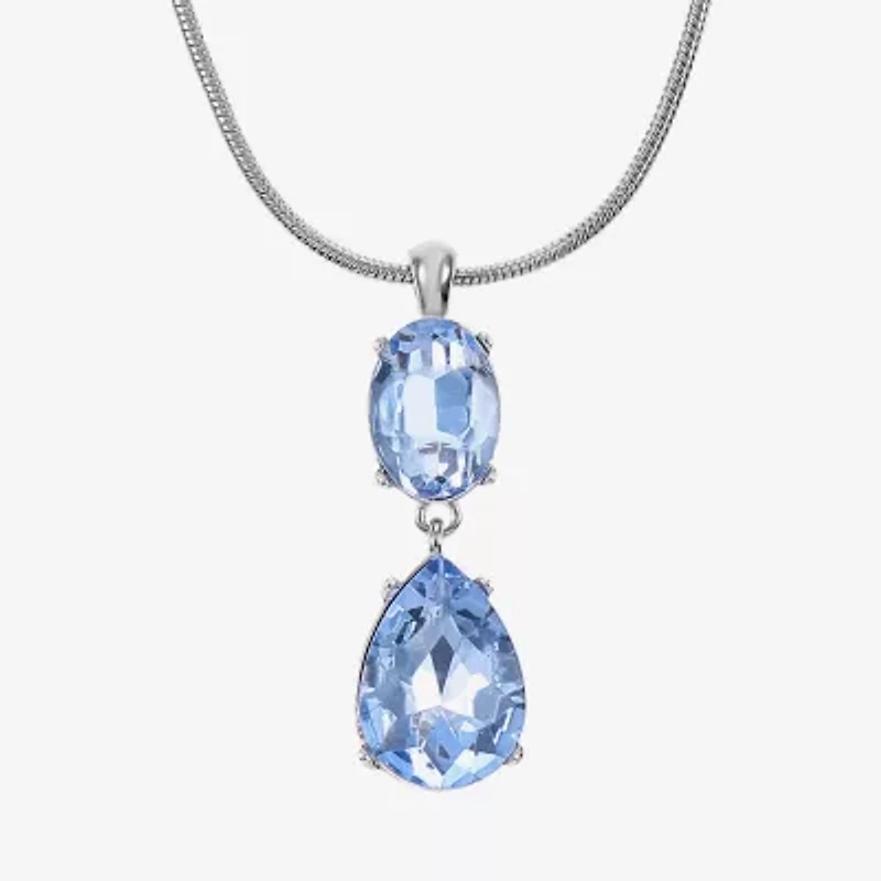 Monet Jewelry Womens Glass Oval 17 Inch Pendant Necklace