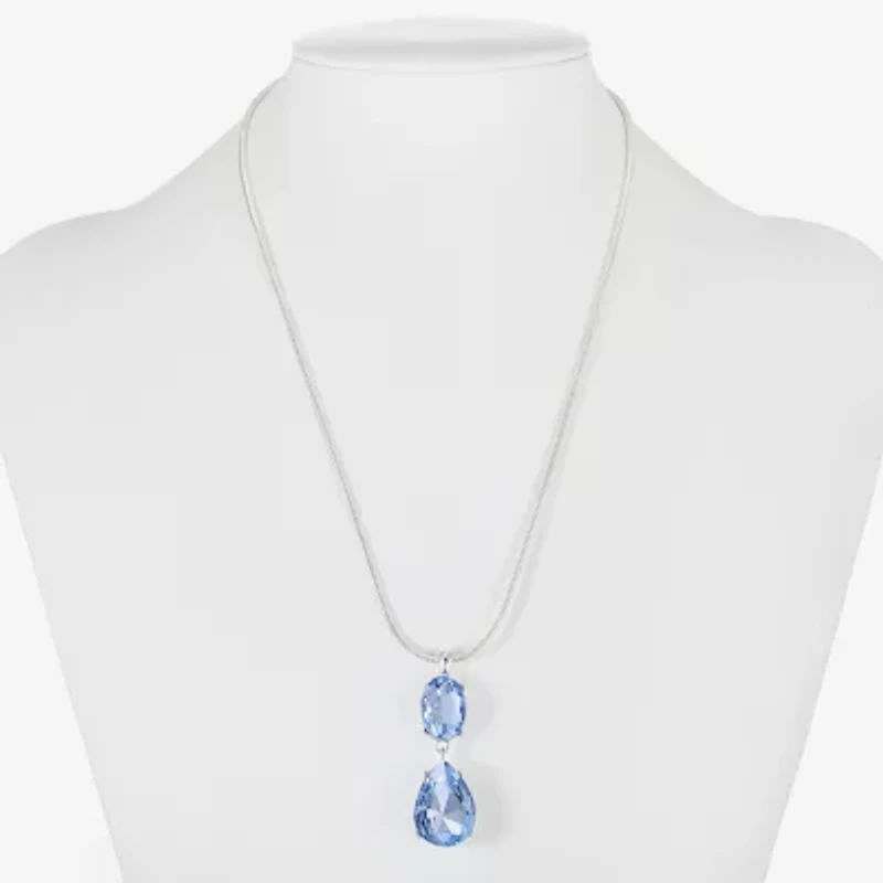 Monet Jewelry Womens Glass Oval 17 Inch Pendant Necklace